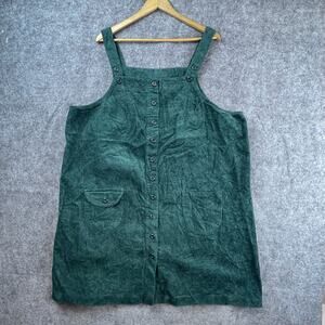 Vintage Jamie Brooke Dress Womens 22/24 Green Corduroy Pinafore Indie Grunge 90s